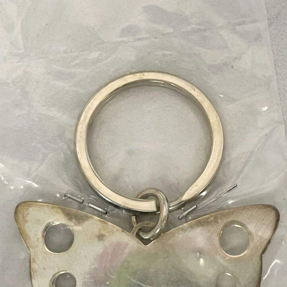 Silver Tone Ralph Butterfly Keychain Keyring - Picture 5 of 7